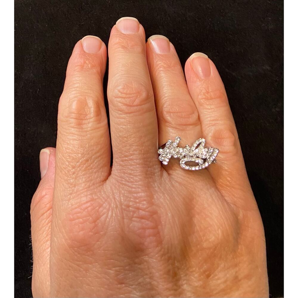 Harley-Davidson Crystal Script Logo Ring in Silver Tone